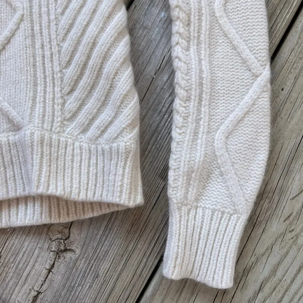 J.Crew Women's Ivory Pom Pom Pullover Sweater Size XS